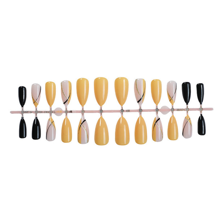 Acrylic Nail Set with Creative Gradient and Elegant Lines Kalsten