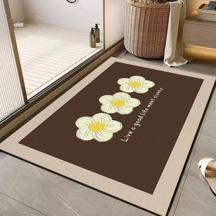 Cheerful Floral Message Bath Mat Kalsten
