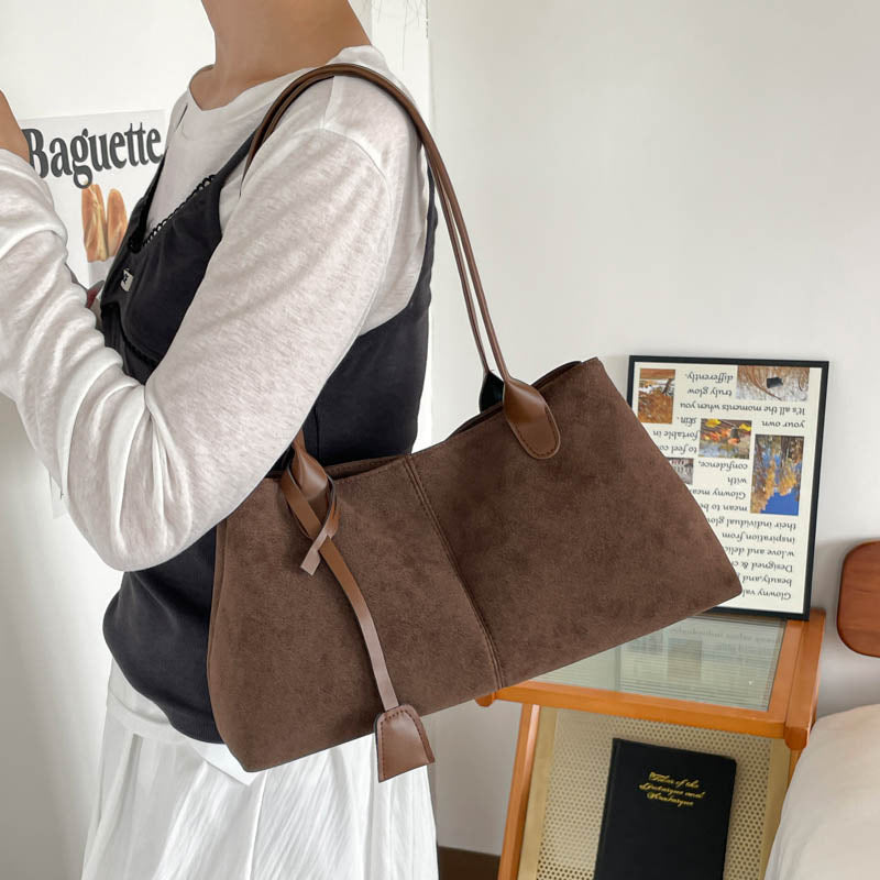 Stylish Faux Suede Handbag