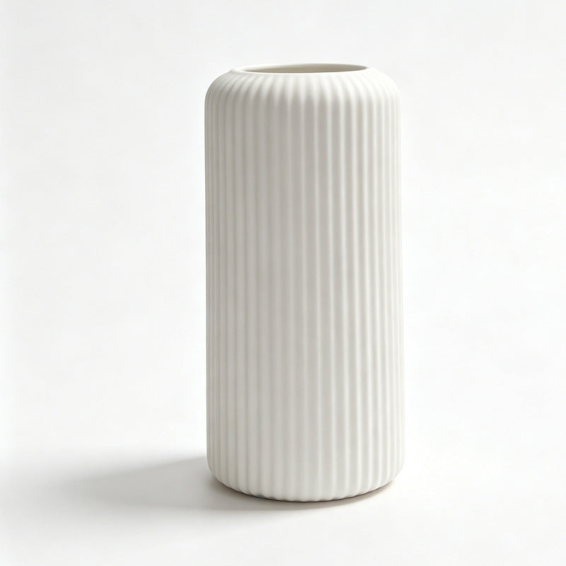 Elegant Ribbed Ceramic Decorative Vase Kalsten