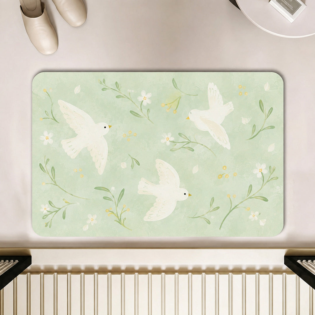 Artistic Floral Motif Bath Mat