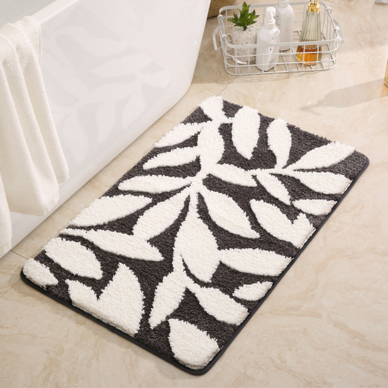 Leaf Patterned Luxury Bath Mat Kalsten