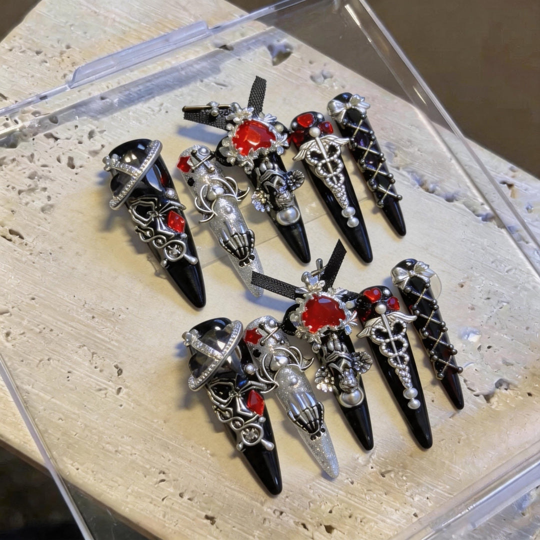 Decorative Gothic-Inspired Nail Art Tips