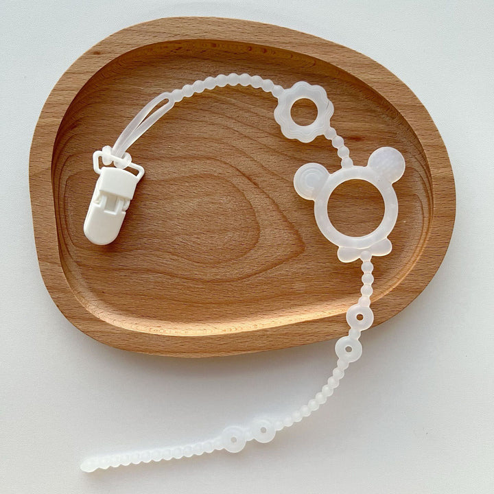 Silicone Beaded Pacifier Holder and Multi-Texture Teething Ring