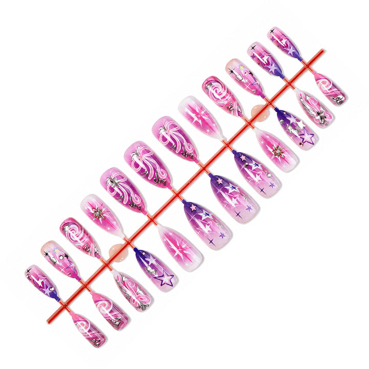 Artificial artificial nails with playful star and glitter designs Kalsten