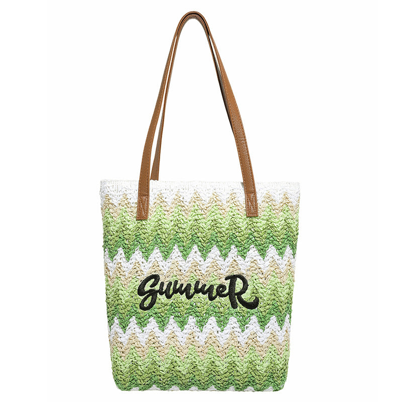 Boho Woven Straw Tote Bag