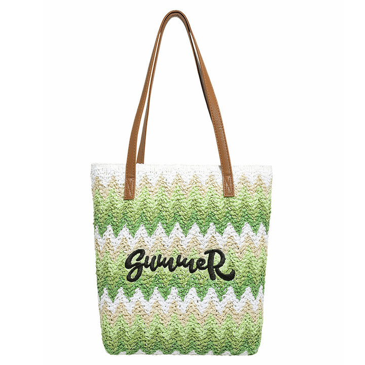 Boho Woven Straw Tote Bag
