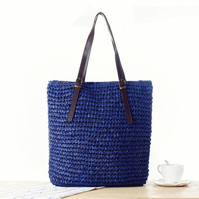 Handbag Made From Handcrafted Natural Material with Strong Leather Handles Kalsten