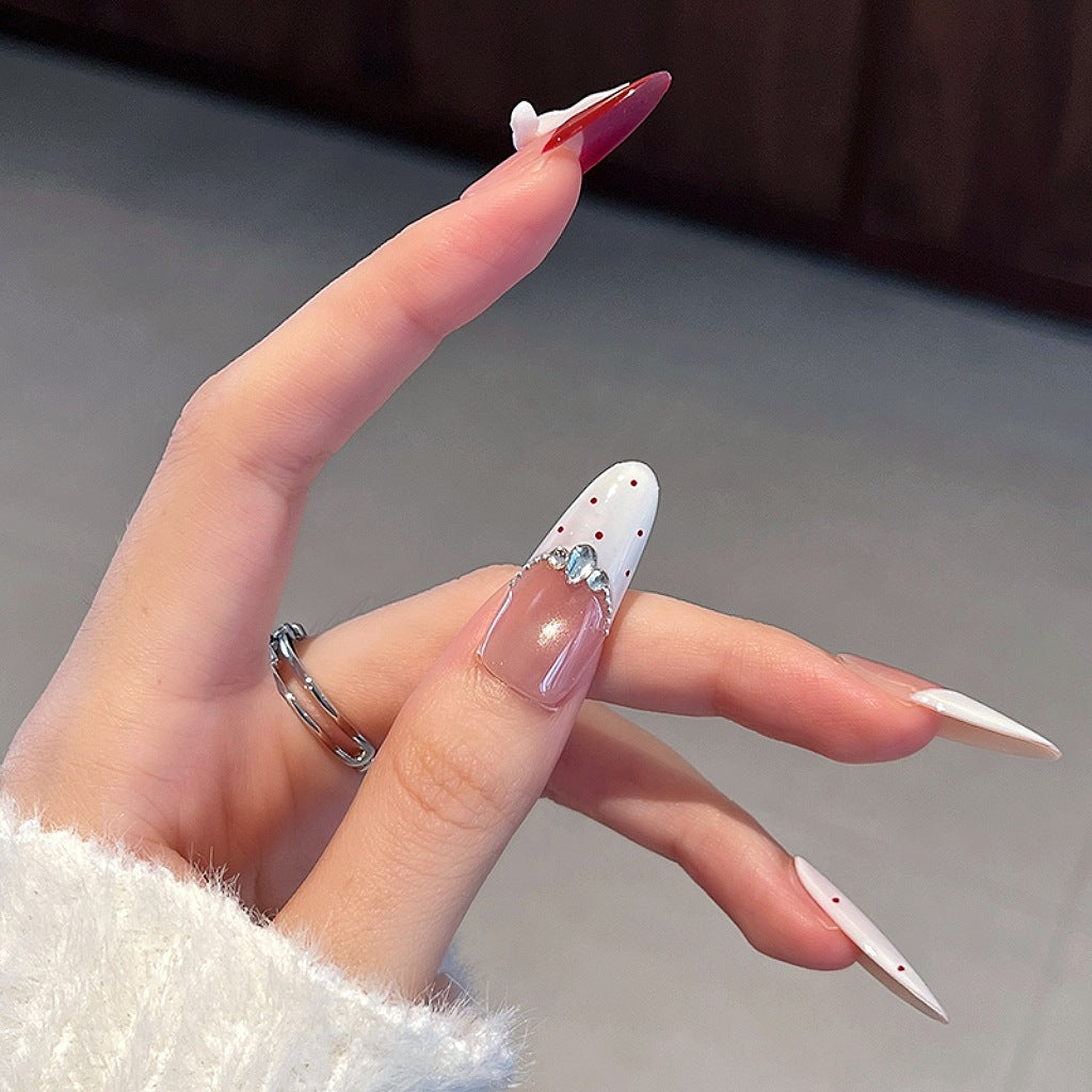Decorative Press-On Nails with Bow and Gem Accents Kalsten