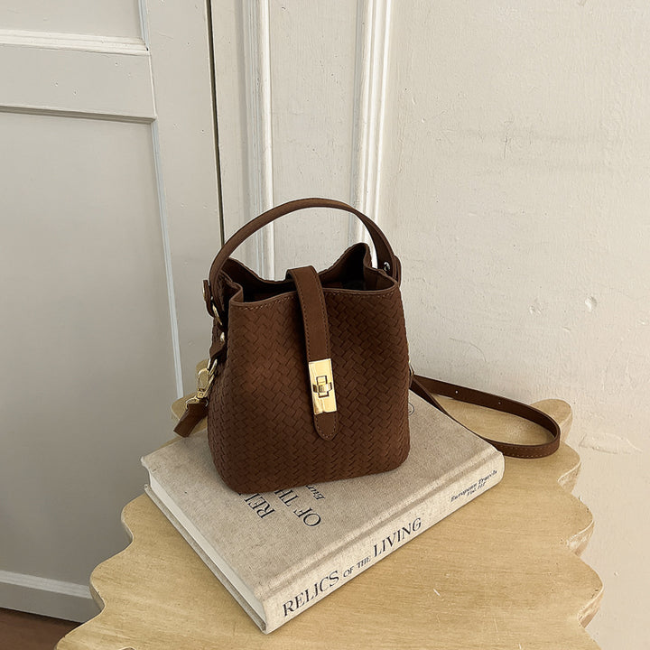 Woven Leather Bucket Handbag