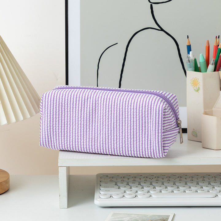 Striped Zippered Pencil Case Bag Kalsten