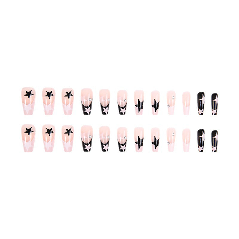 Artificial nail set with glamorous star design and sparkling accents Kalsten