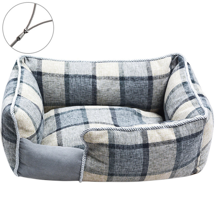 Cozy Plaid Dog Bed