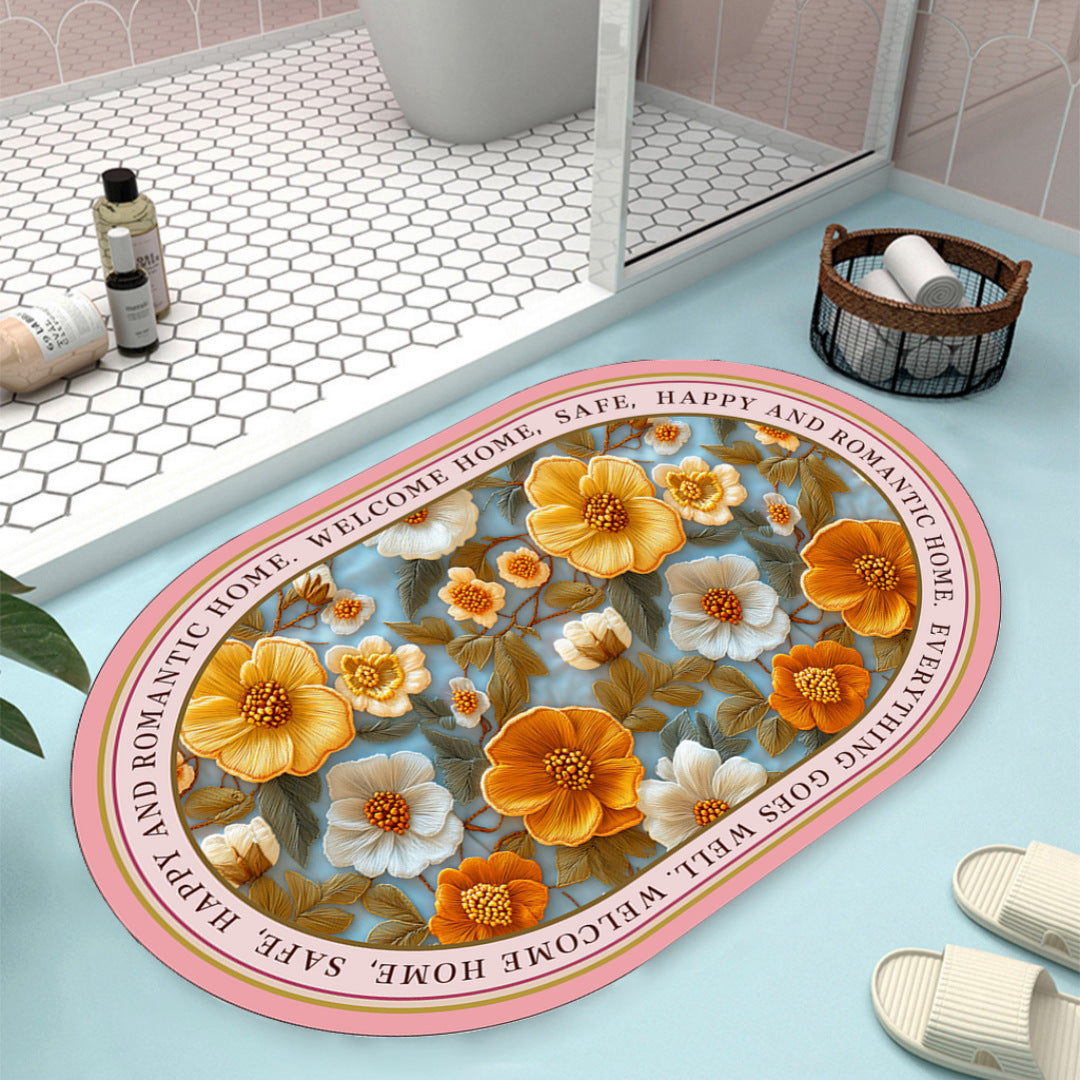 Floral Design Bath Mat Kalsten