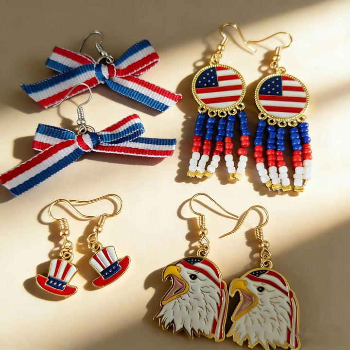 Women's nan grosgrain ribbon bow dangle earrings with fishhook findings and lightweight design Kalsten