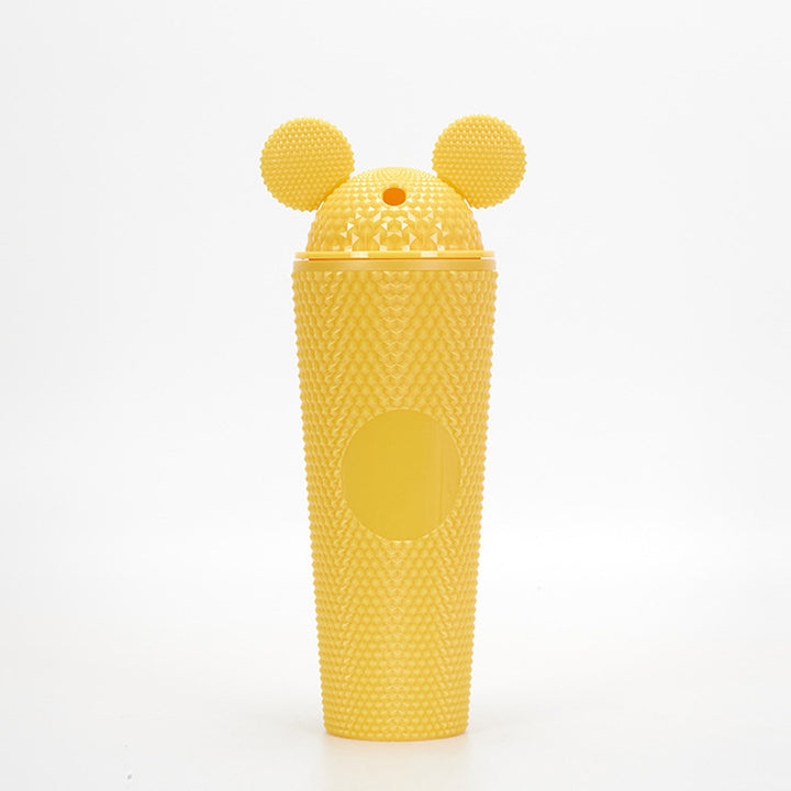 Studded Textured Reusable Tumbler With Decorative Ear-Top Screw Lid