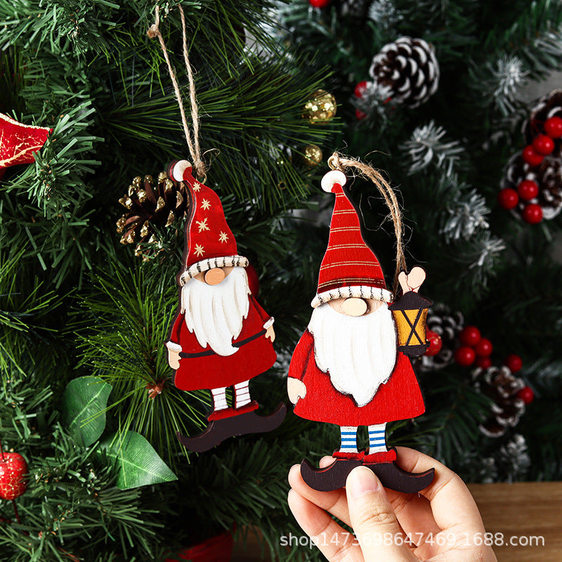 Decorative Wooden Santa Gnome Ornament