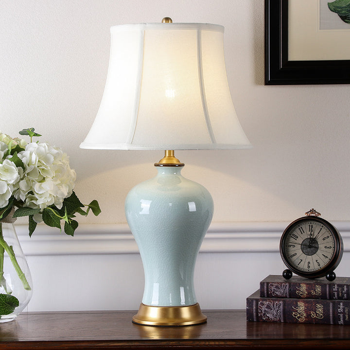 Elegant Ceramic Table Lamp with Gold Accents