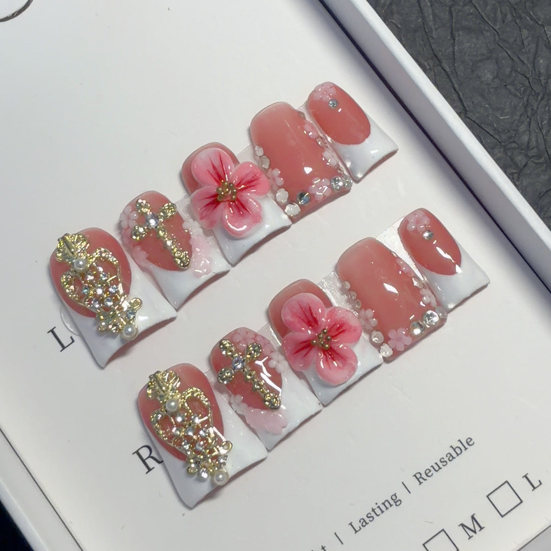 Decorative Floral Press-On Nail Set 1790731542