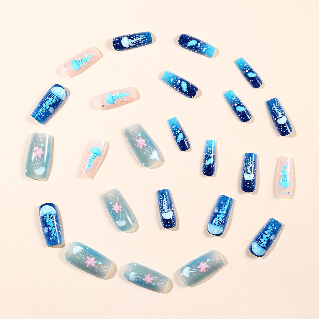 Jellyfish-Themed Acrylic Nail Art Set Kalsten
