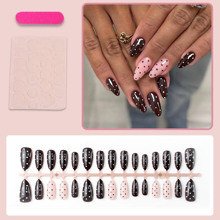 Acrylic Nail Set with Elegant Polka-Dot Design Kalsten