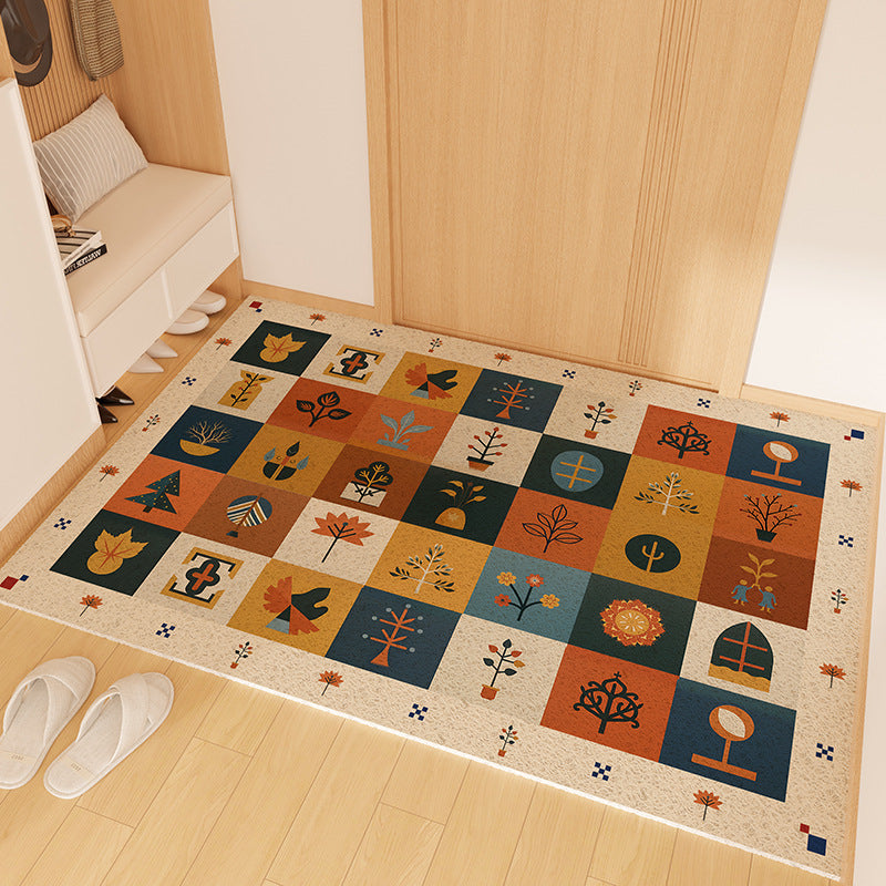 Playful Striped Dog Print Welcome Mat Kalsten