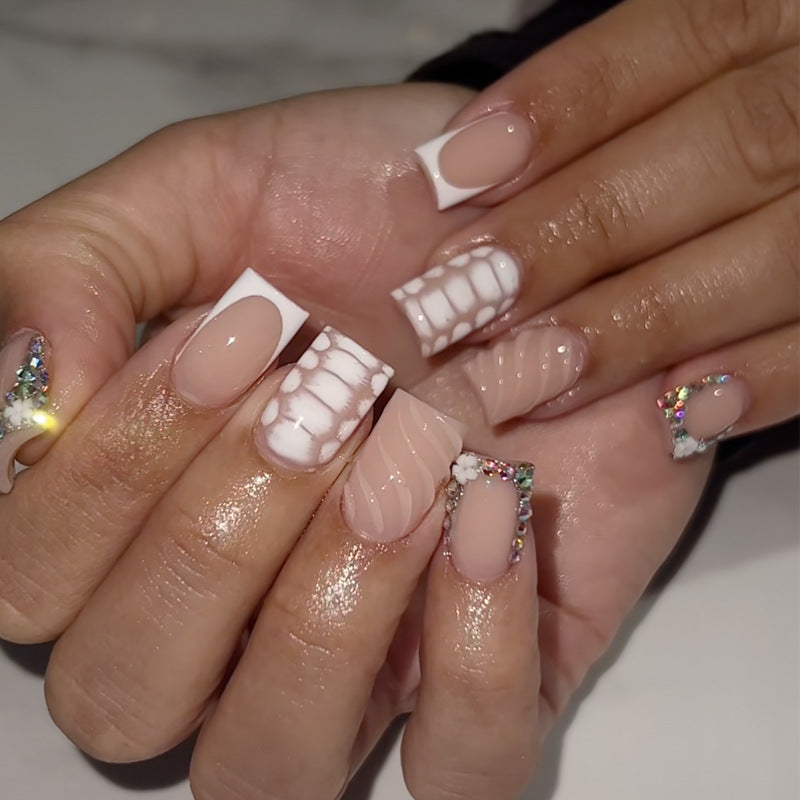 Elegant Stiletto Press-On Nail Art with Rhinestone Accents Kalsten