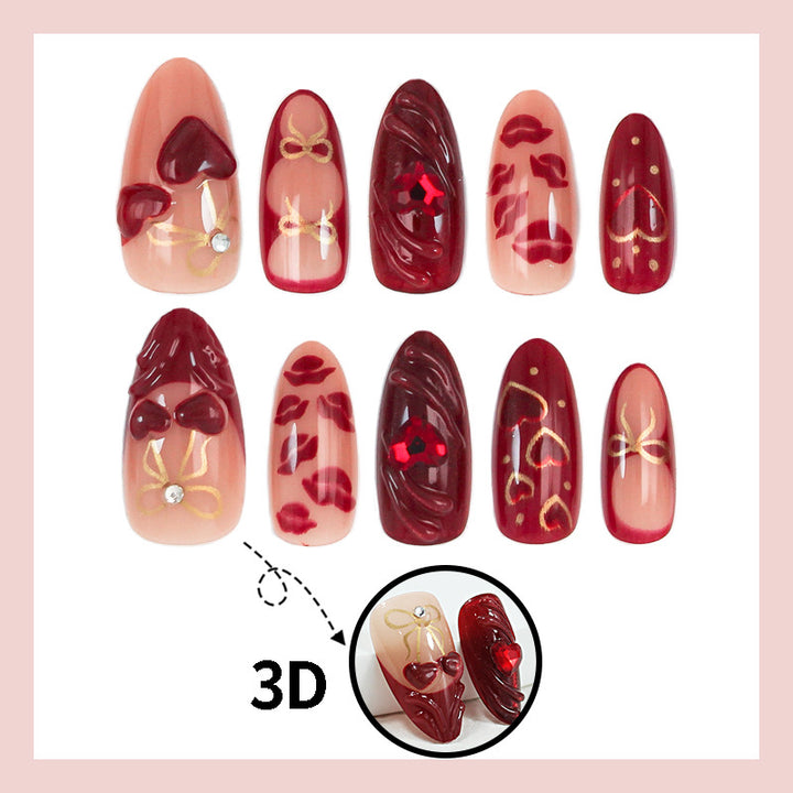 Nail art set with romantic heart and glitter decorations Kalsten