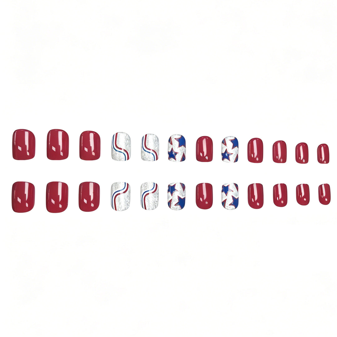 Festive Glittery Star and Stripe Nail Art Kalsten