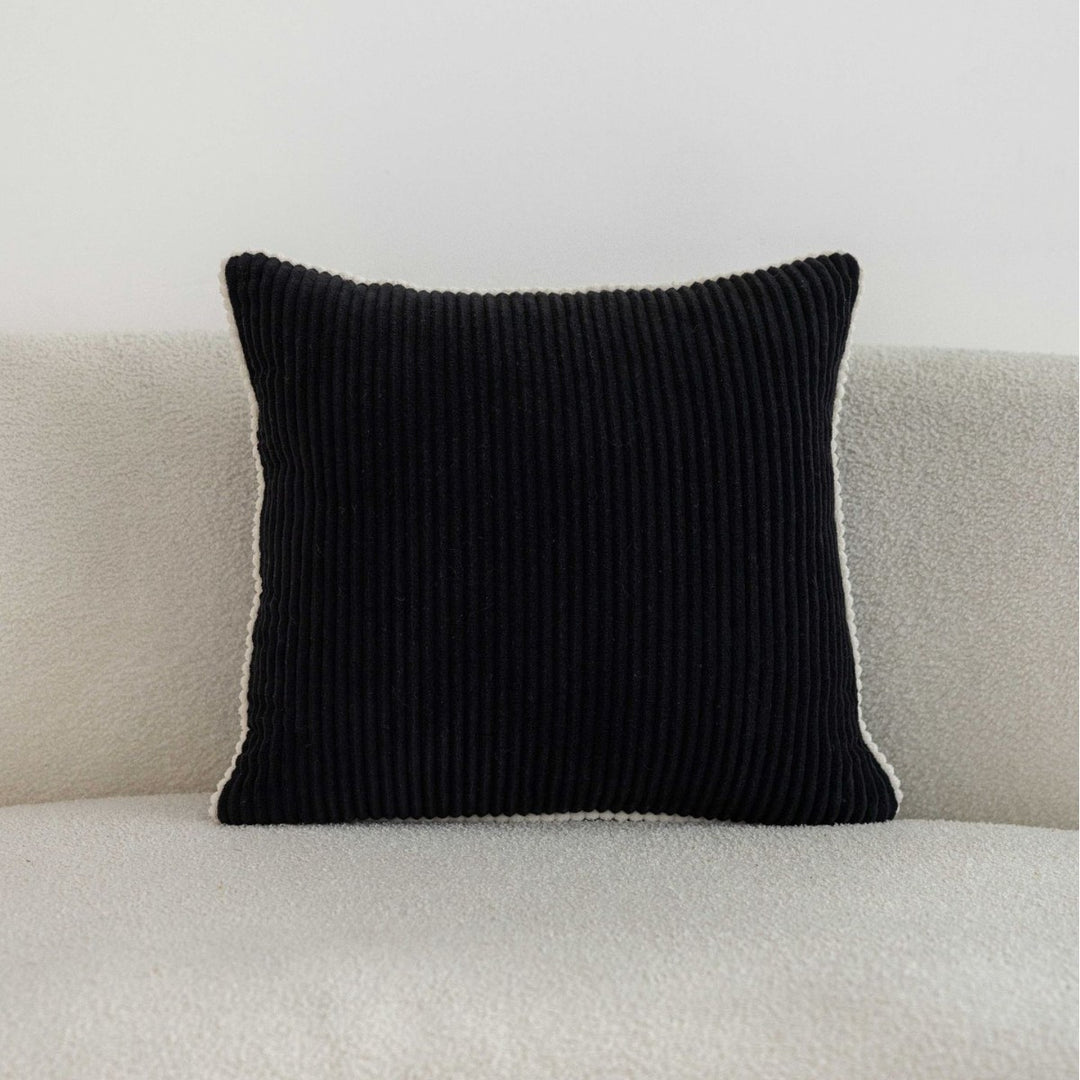 Ribbed Corduroy Square Throw Pillow with Scalloped Edge