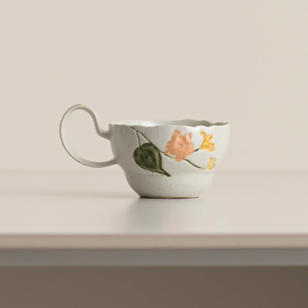 Artistic Floral Ceramic Coffee Cup