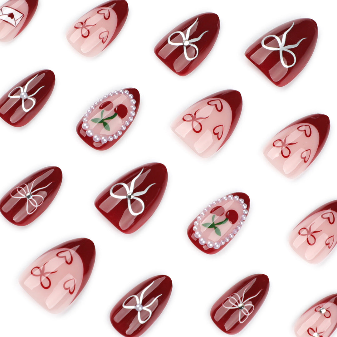 Artful nail designs with bow and rose motif Kalsten