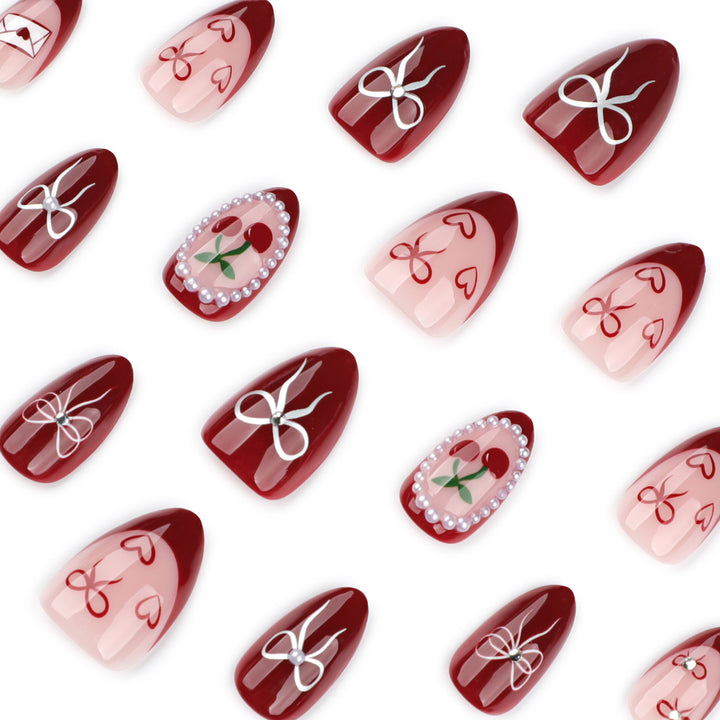 Artful nail designs with bow and rose motif Kalsten