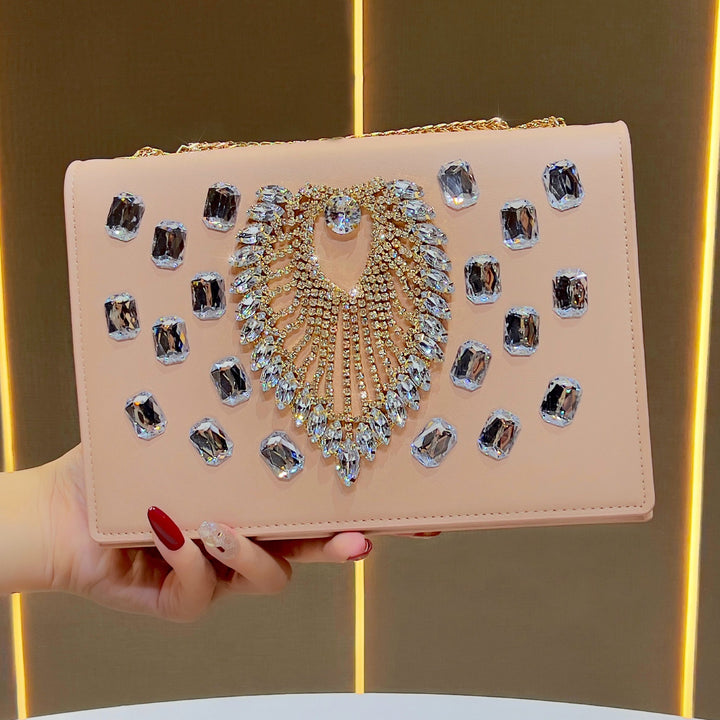 Decorative Crystal-Embellished Evening Clutch