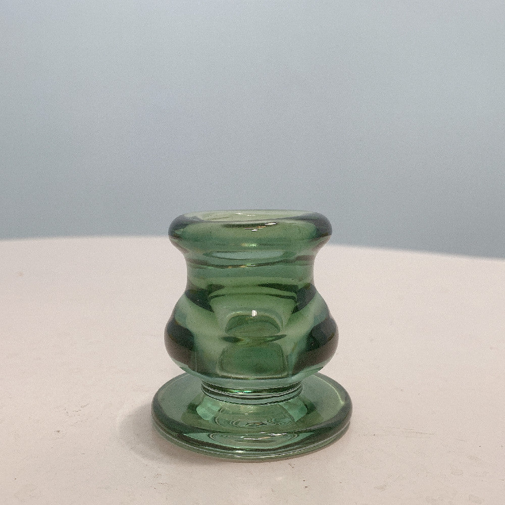 Handblown Smoky Glass Taper and Short Pillar Candle Holder Kalsten