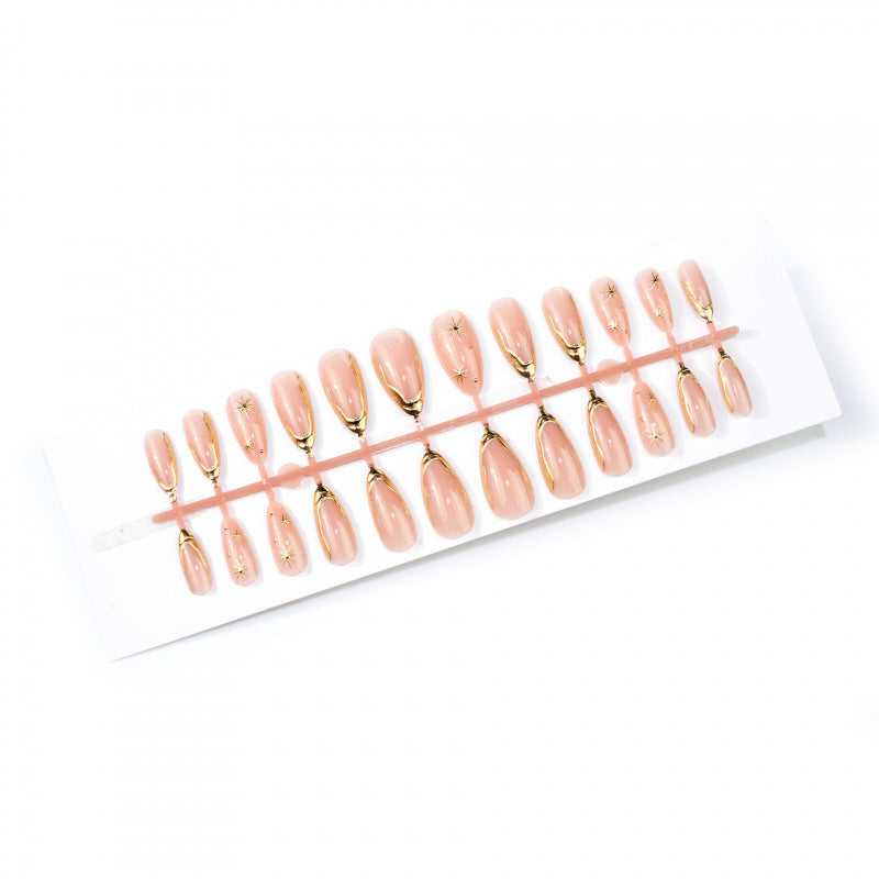 Chic Stiletto Press-On Nail Art Set with Gold Star Accents Kalsten