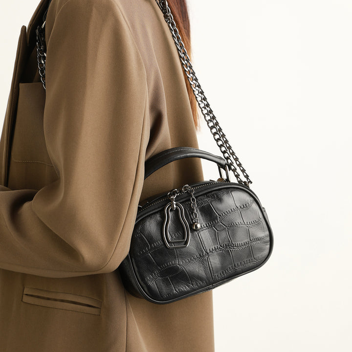 Chic Crocodile-Patterned Handheld Crossbody Bag