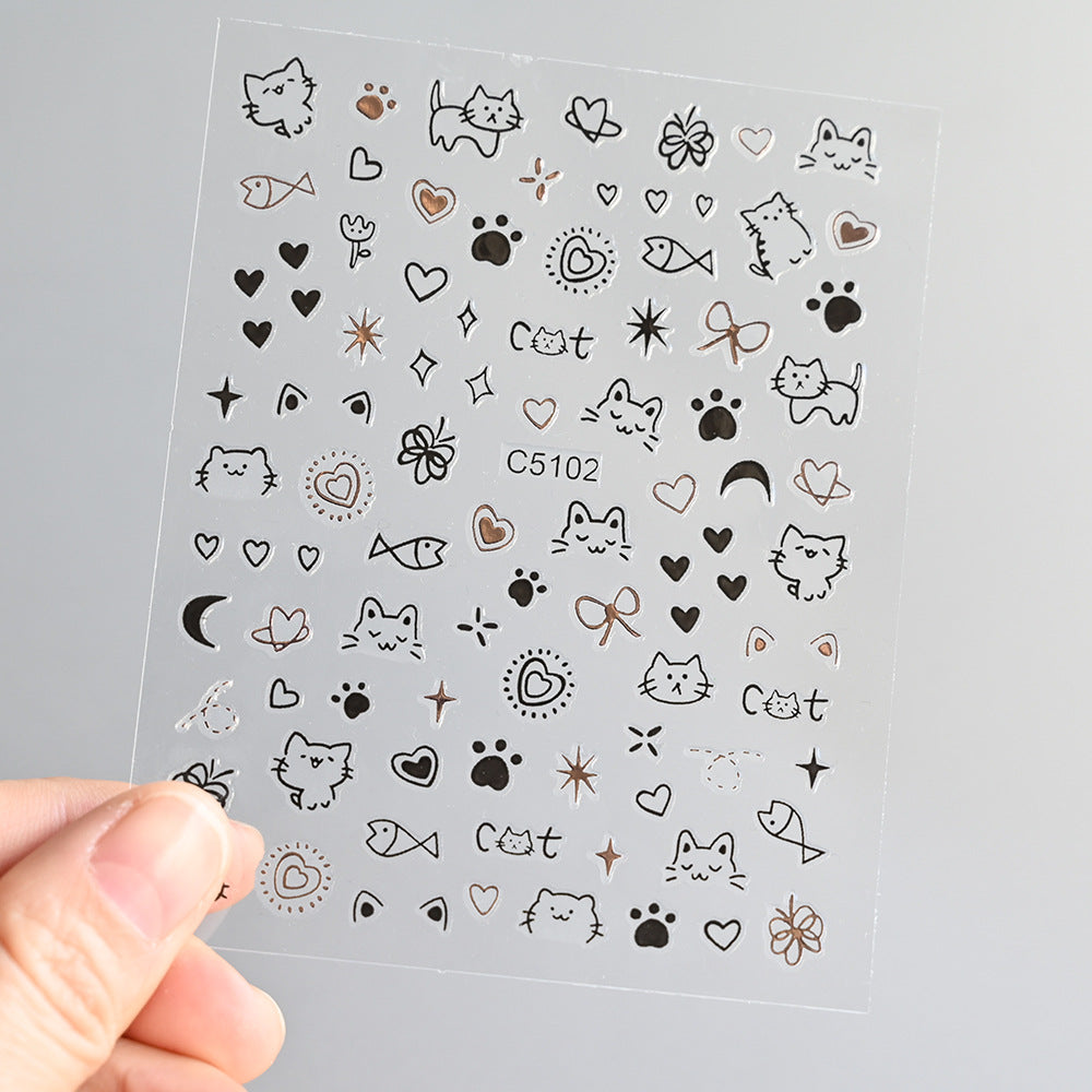 Cat-Themed Nail Art Stickers