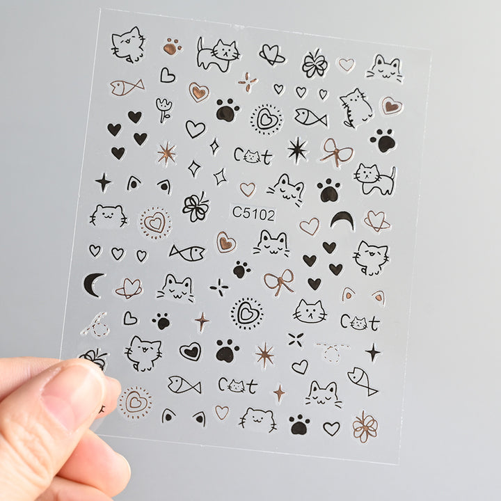 Cat-Themed Nail Art Stickers
