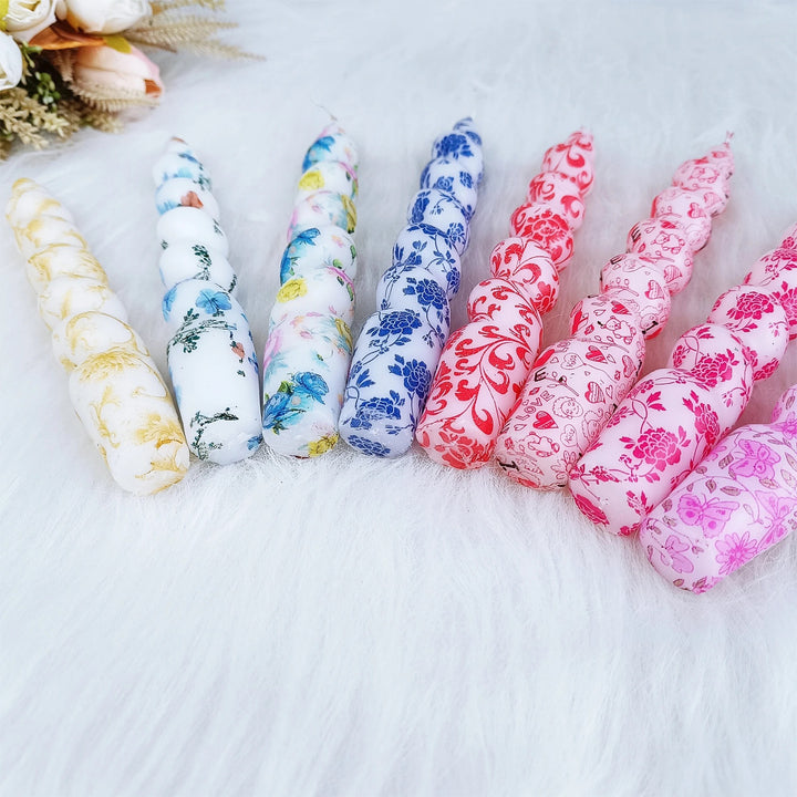 Spiral Printed Decorative Taper Candles for Table Centerpiece Styling