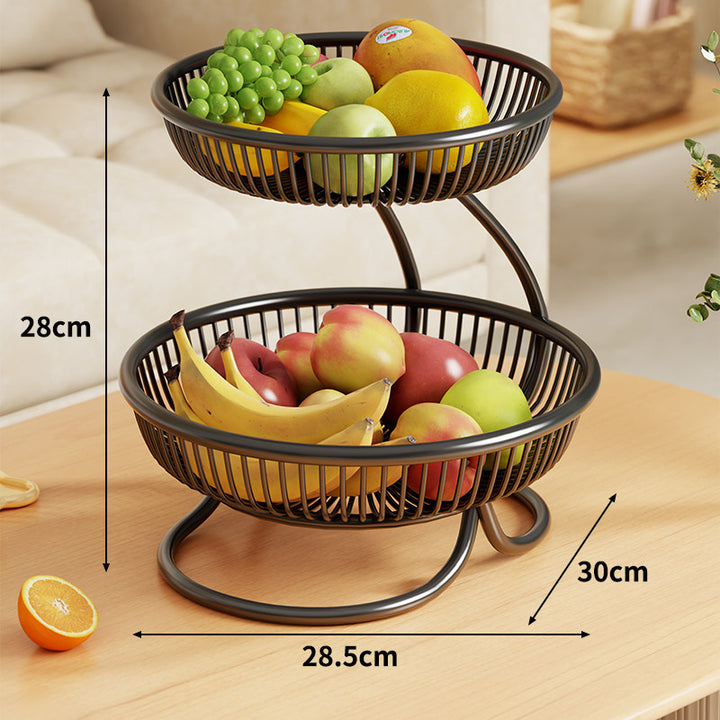 Tiered Metal Fruit Bowl Stand with Open Wire Ventilated Design