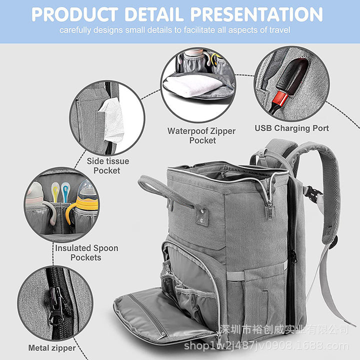Multi-Functional Diaper Backpack with Insulated Compartment Kalsten