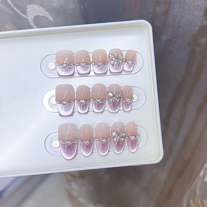 Elegant Press-On Nail Art Set with Butterfly Accents Kalsten