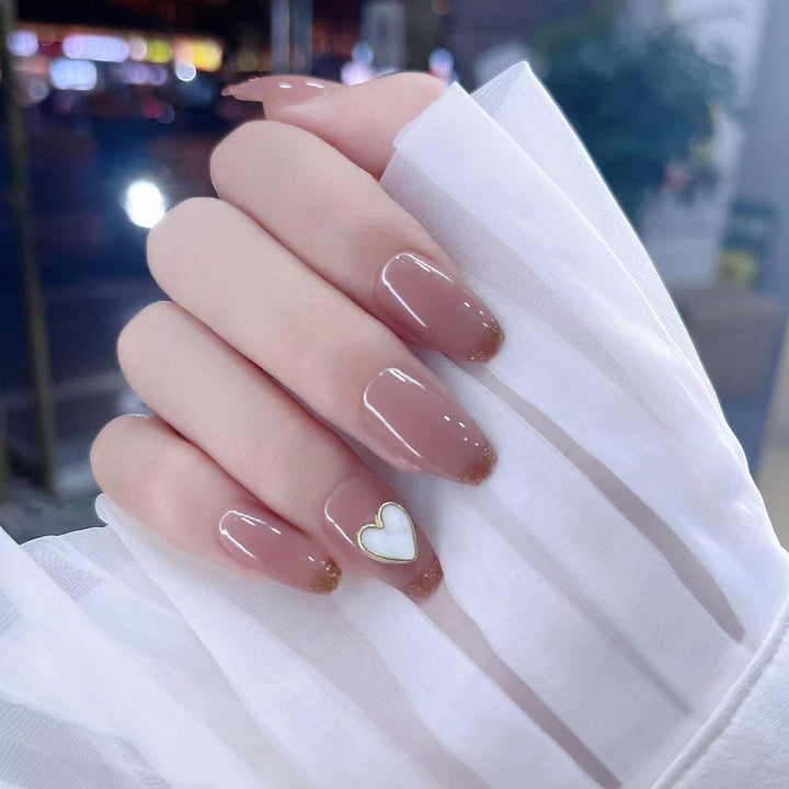 Decorative Press-On Nail Set with Heart Design Kalsten