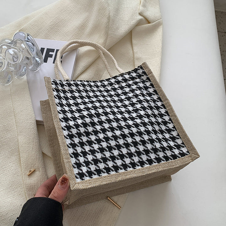 Handcrafted Houndstooth Tote Bag
