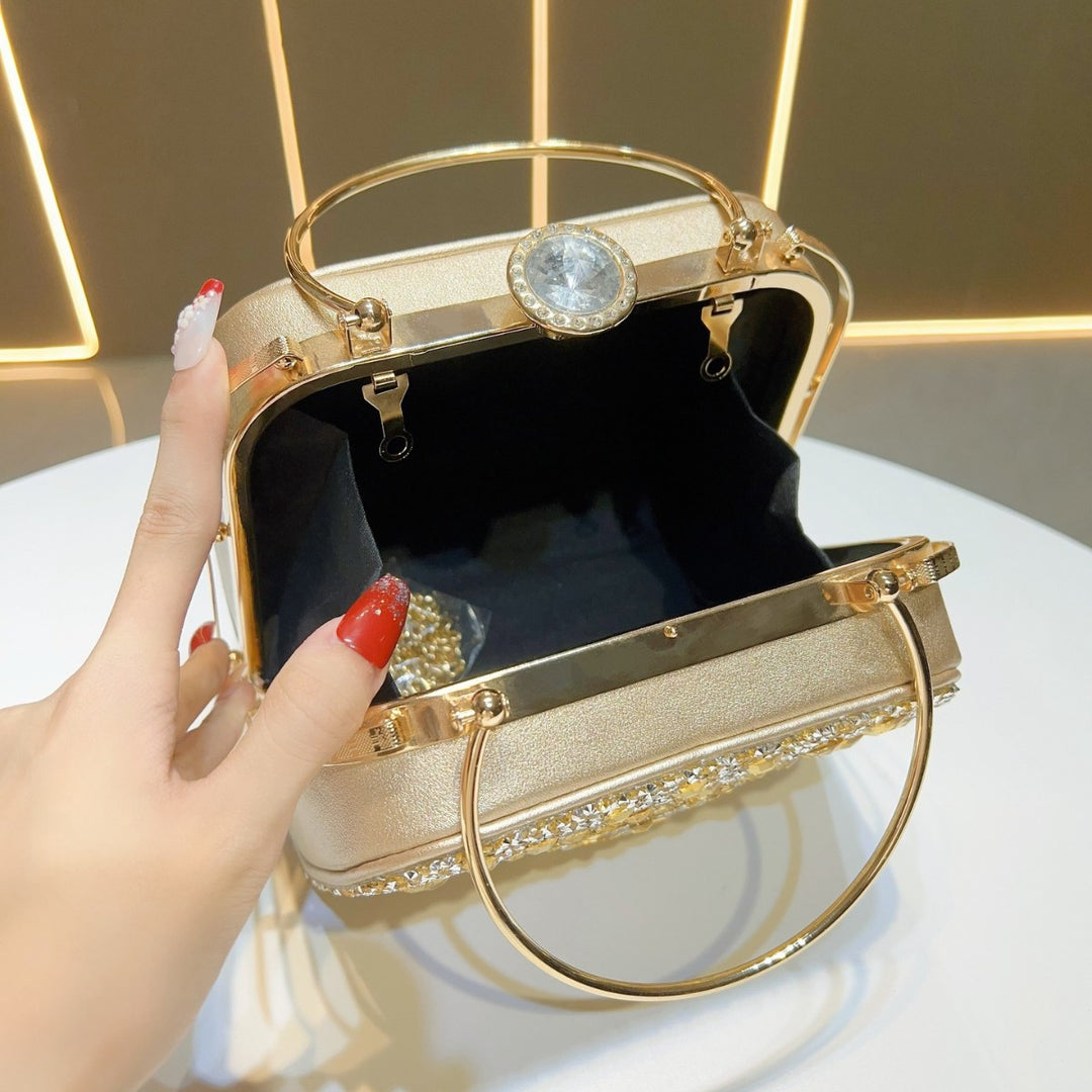 Heart-Shaped Crystal Evening Handbag