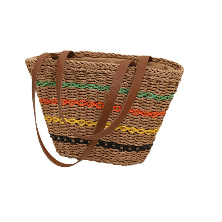 Trendy Straw Bag with Colorful Details Kalsten