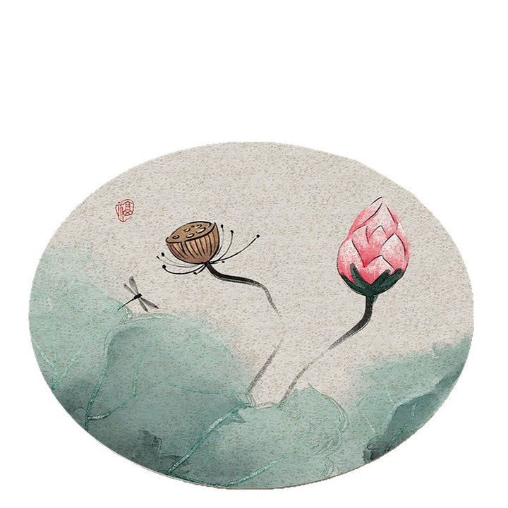 Floral Design Circular Bath Mat Kalsten
