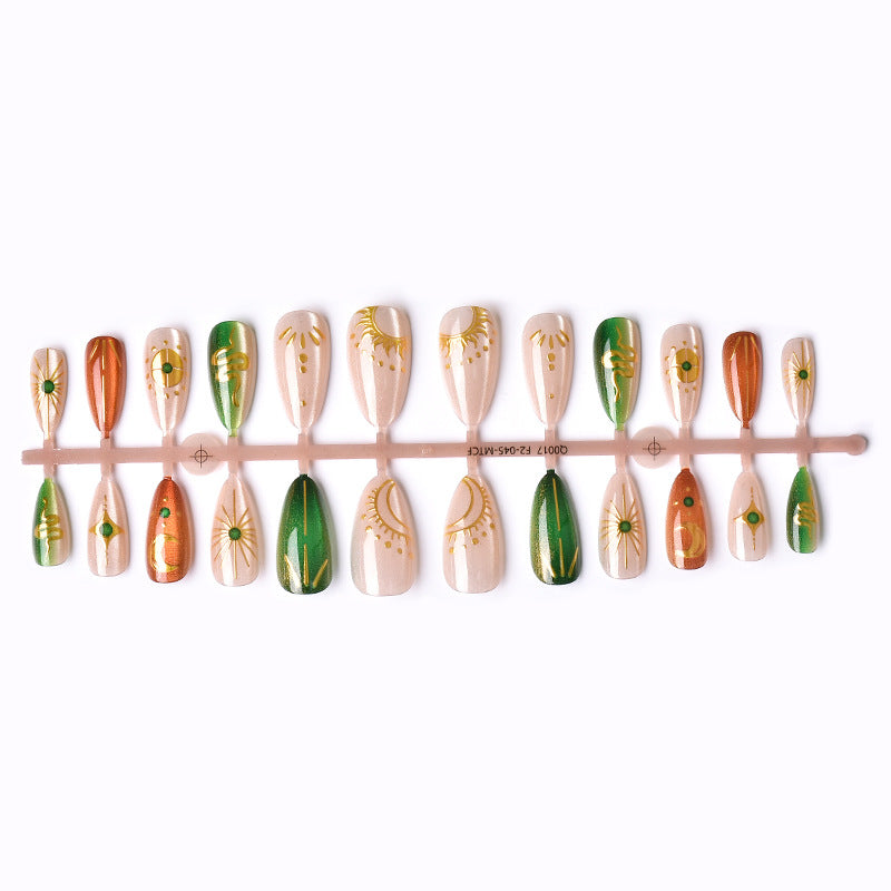 Artistic Press-On Nail Set with Geometric Design