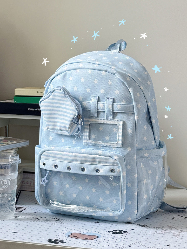 Stylish Multi-Pocket Clear Panel Backpack Kalsten